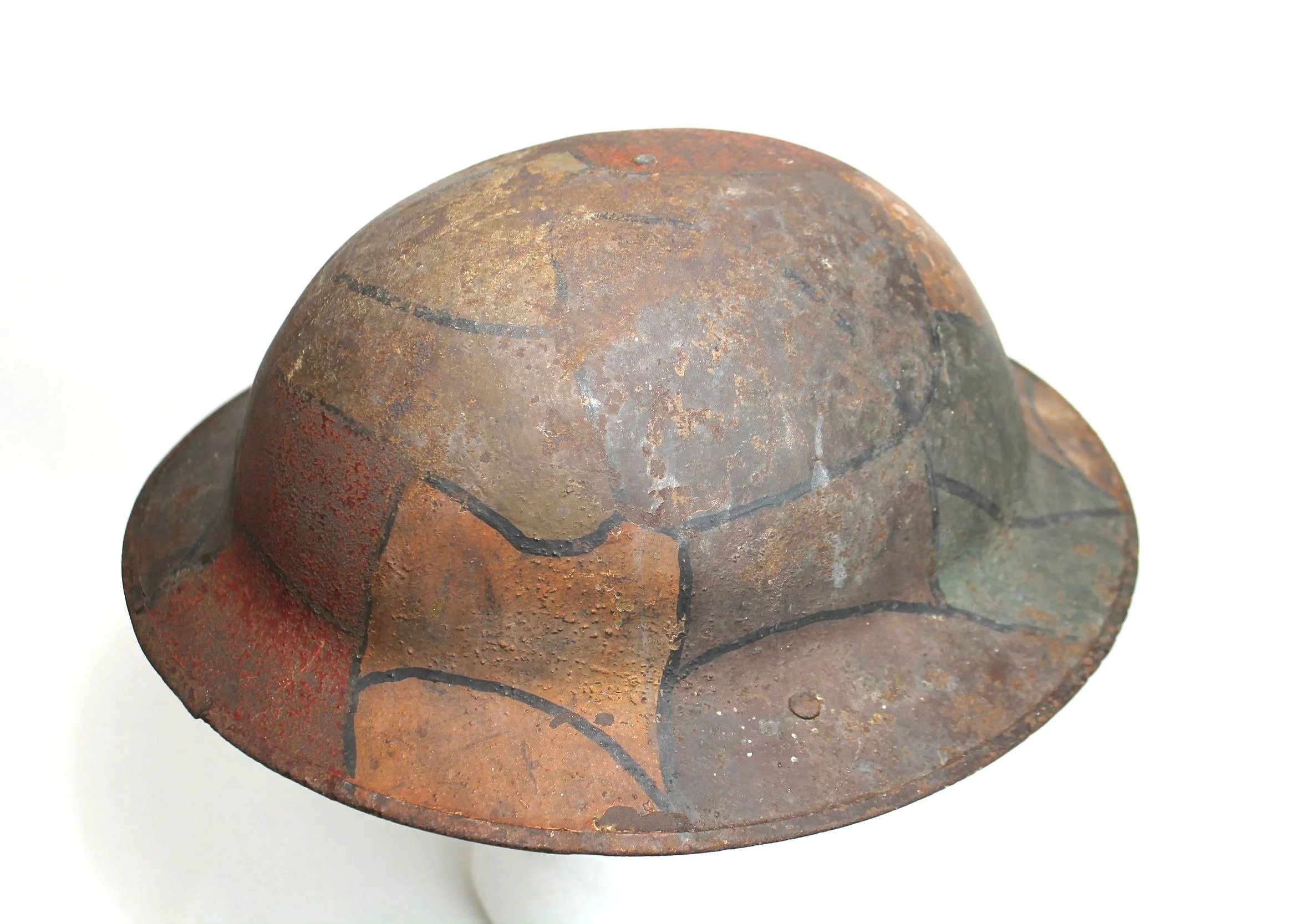 WW1 US Original Camouflage British Made Brodie Helmet — image 5