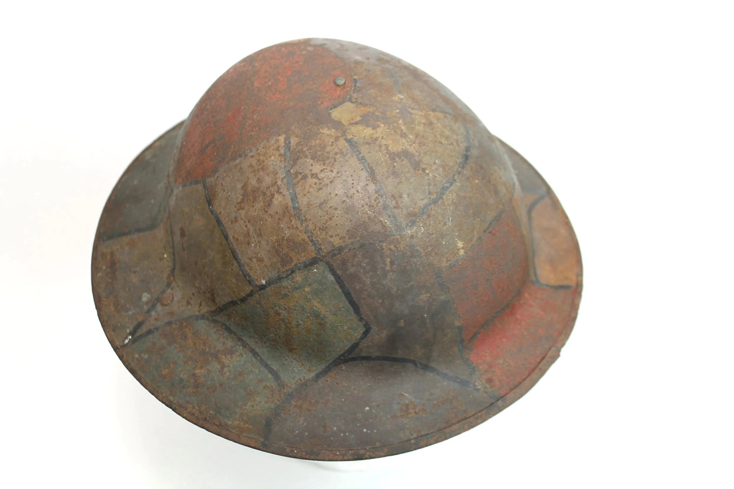 WW1 US Original Camouflage British Made Brodie Helmet — image 6