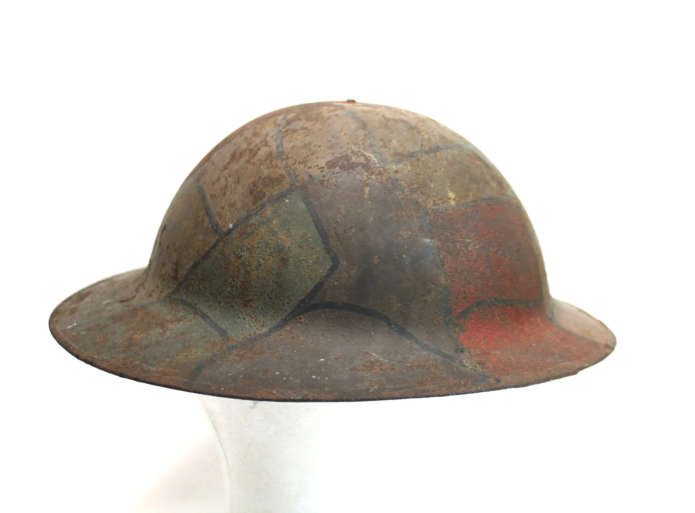 WW1 US Original Camouflage British Made Brodie Helmet — image 7