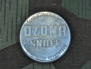 Aluminum Ozona Snuff Tin