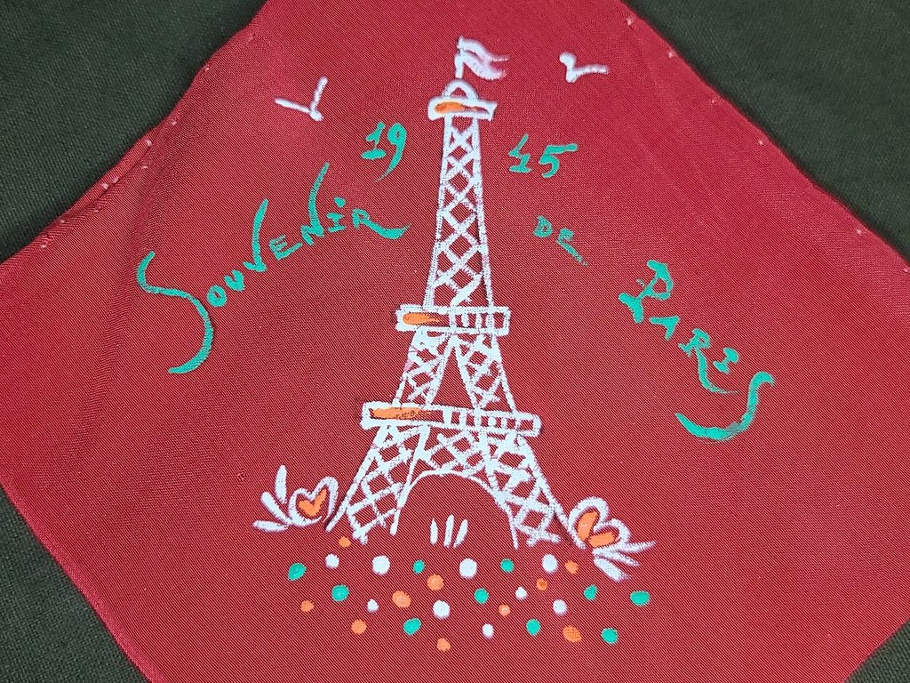 Souvenir of Paris 1945 Red Hankie — image 2