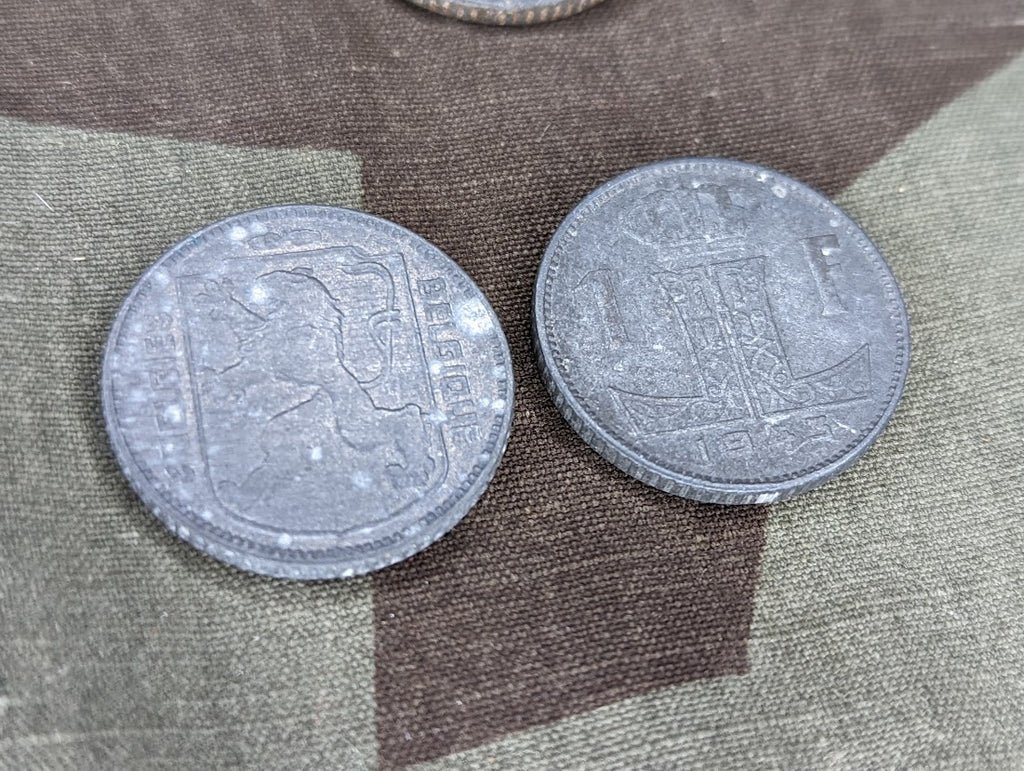 Lot of 6 Belgian 1 Franc Coins 1943-45 Dates — image 2