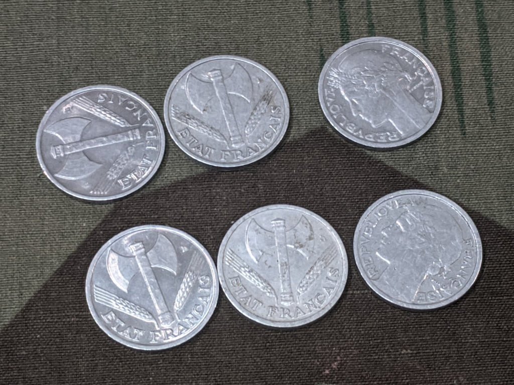 Set of 6 Wartime French 50 Centimes Coins — image 3