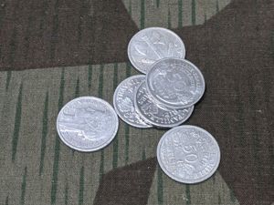 Set of 6 Wartime French 50 Centimes Coins