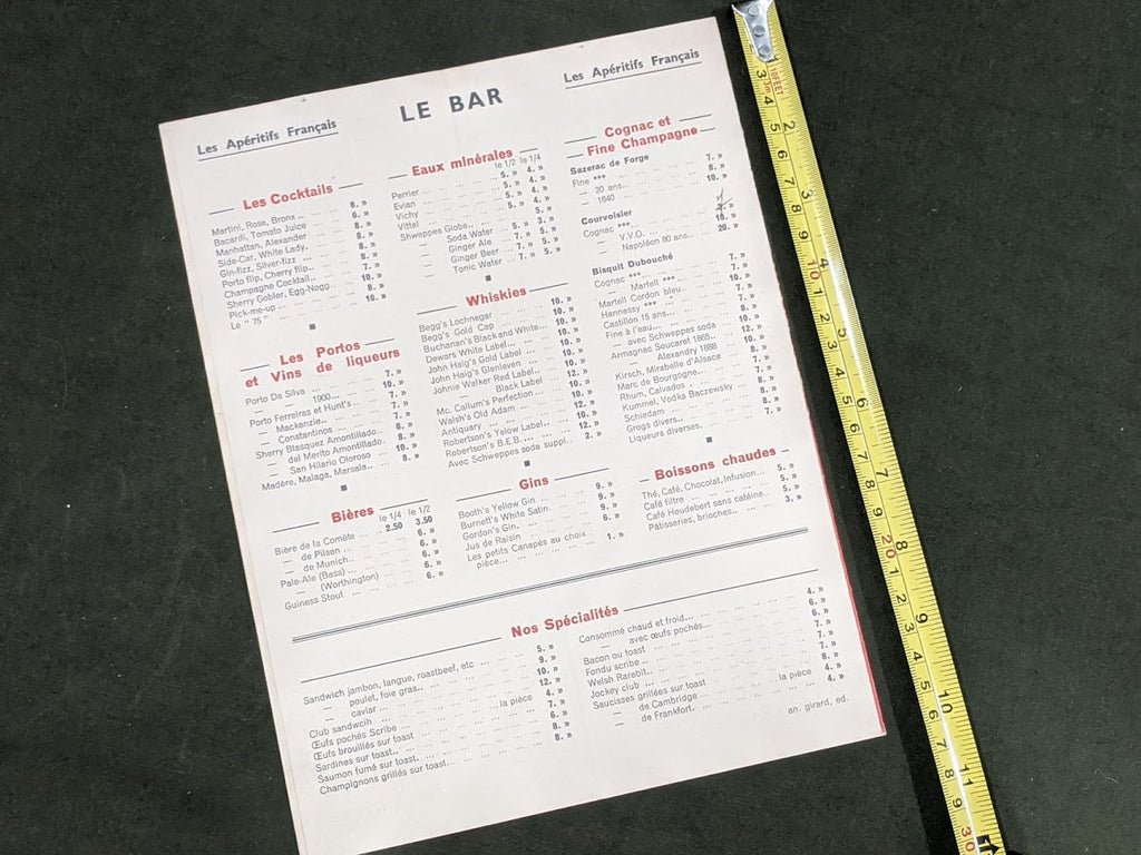 Hotel Scribe 1930s Paris France Menu — image 2