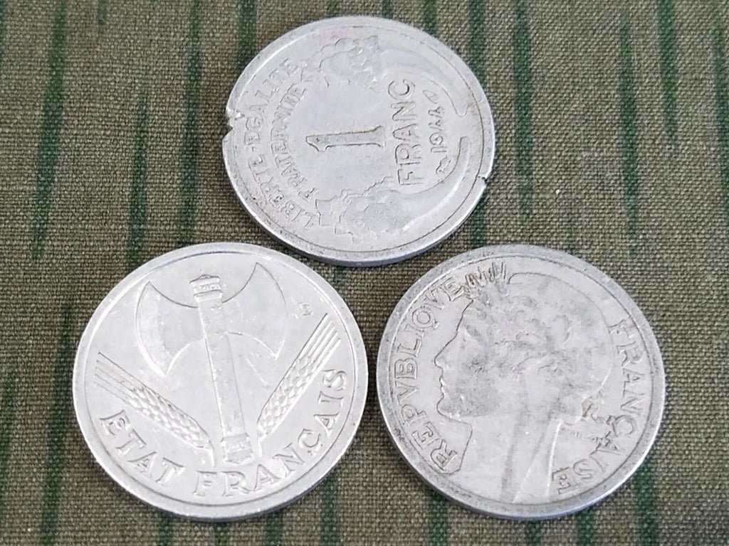 Set of 5 Wartime French Franc Coins — image 3