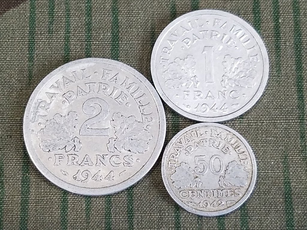Set of 5 Wartime French Franc Coins — image 4