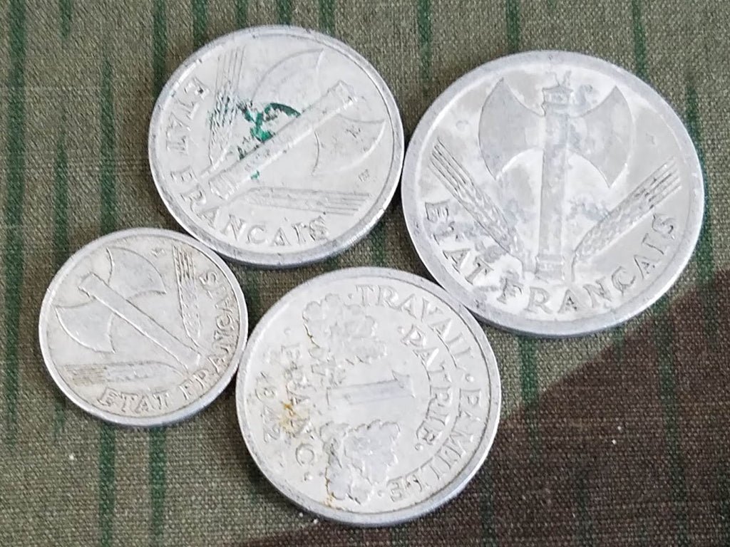 Set of 5 Wartime French Franc Coins — image 5