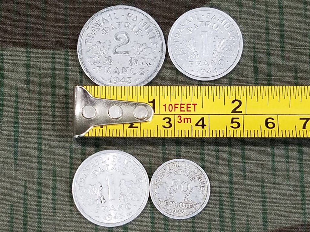 Set of 5 Wartime French Franc Coins — image 6