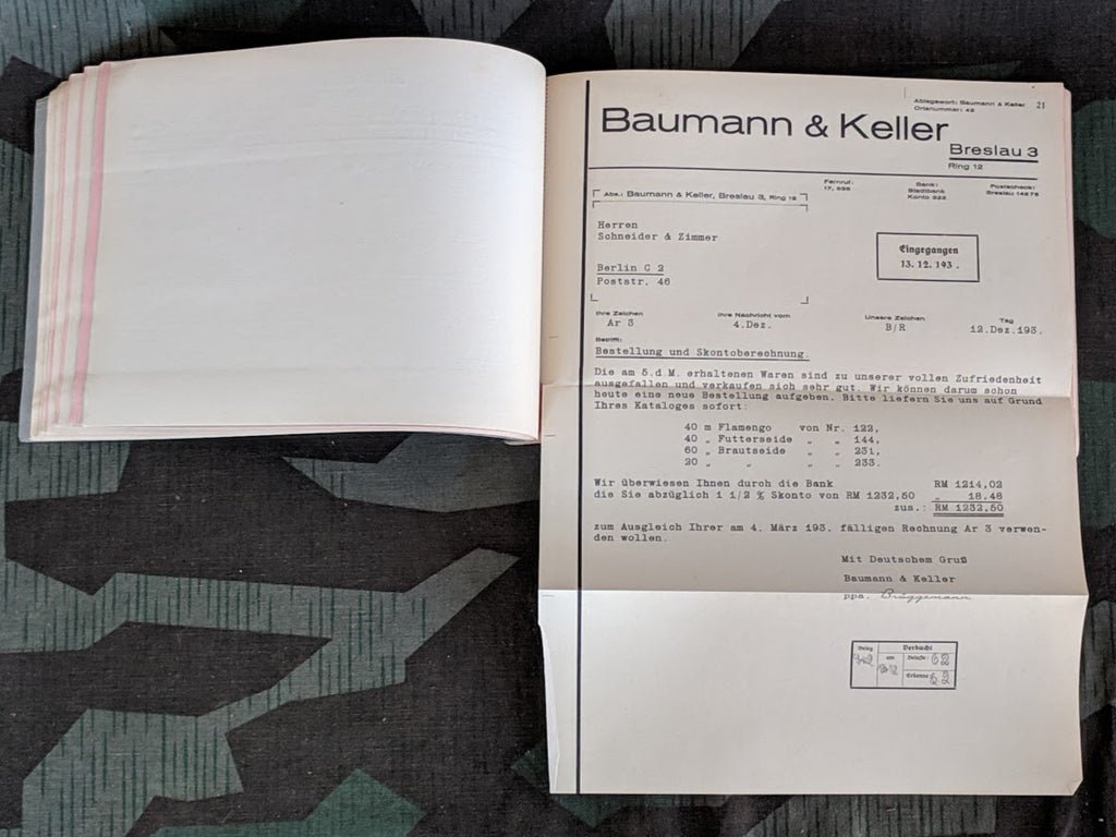 Seiden-Großhandlung Receipt Book 1937 — image 10