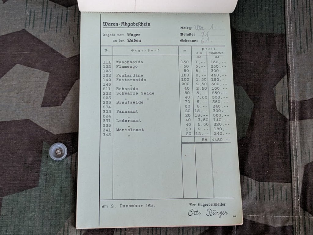 Seiden-Großhandlung Receipt Book 1937 — image 6