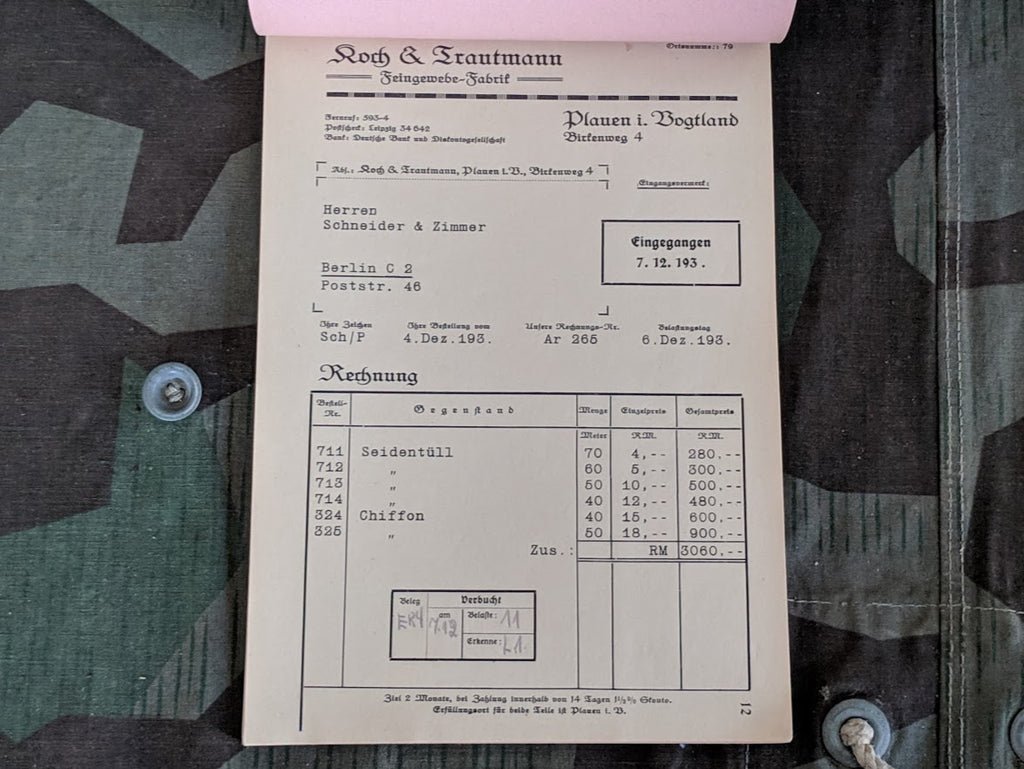 Seiden-Großhandlung Receipt Book 1937 — image 7