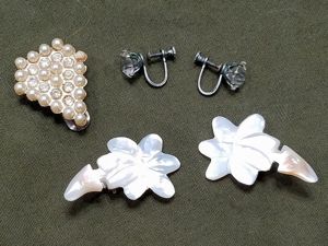 Lot of 2 Earrings (one Sterling) and Fur Clip