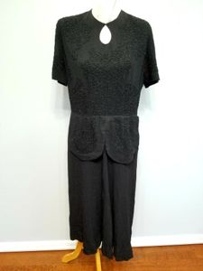 Black Rayon Beaded Dress AS-IS(B-40' W-33' H-39')