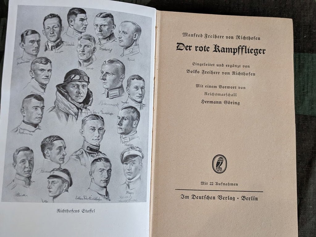 Red Baron Von Richthofen Der Rote Kampflieger 1933 Book (Forward by Göring) & Postcard — image 3