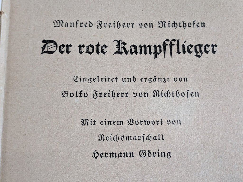 Red Baron Von Richthofen Der Rote Kampflieger 1933 Book (Forward by Göring) & Postcard — image 5