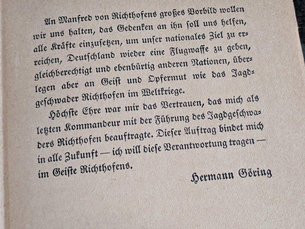 Red Baron Von Richthofen Der Rote Kampflieger 1933 Book (Forward by Göring) & Postcard — image 6