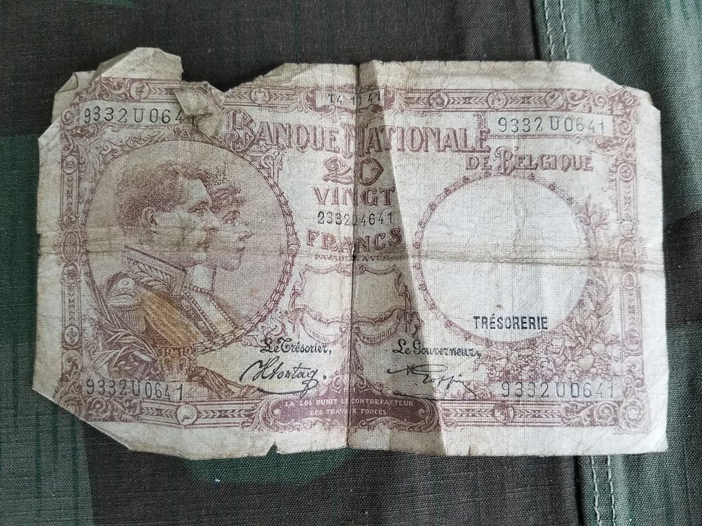 WWII Belgian 10 & 20 Franc Notes Paper Money — image 2