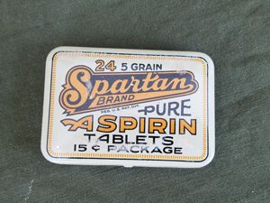 New Old Stock 1930s US. Spartan Aspirin Tin