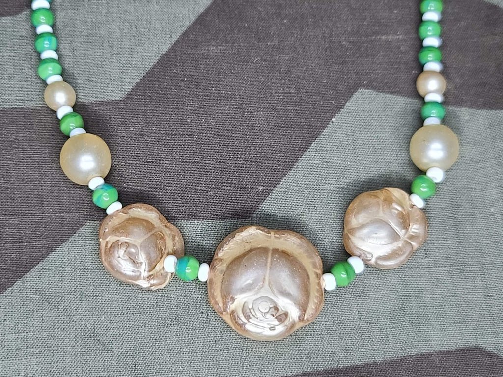 German Green Glass Rose Bead Necklace — image 2