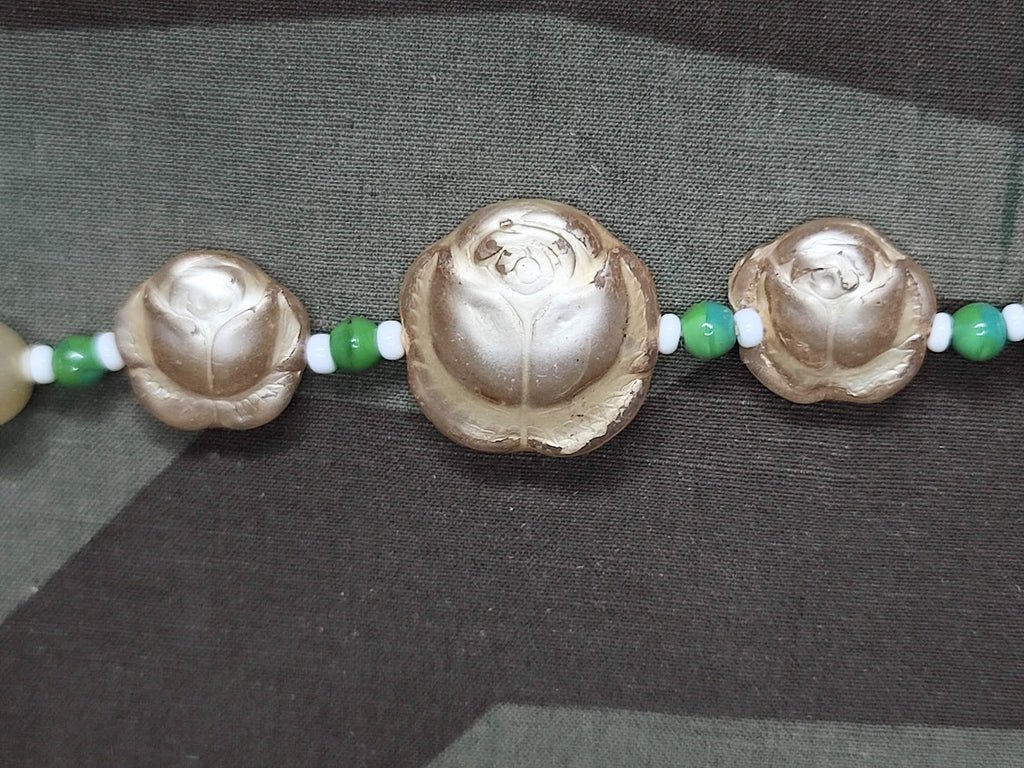 German Green Glass Rose Bead Necklace — image 3