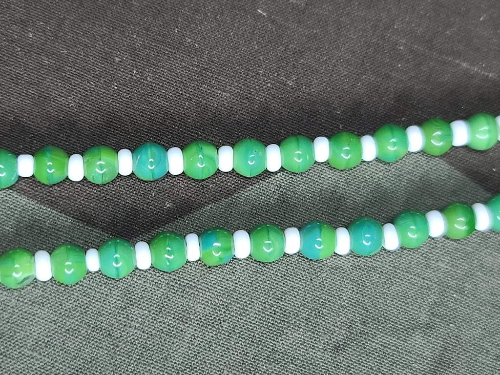 German Green Glass Rose Bead Necklace — image 5