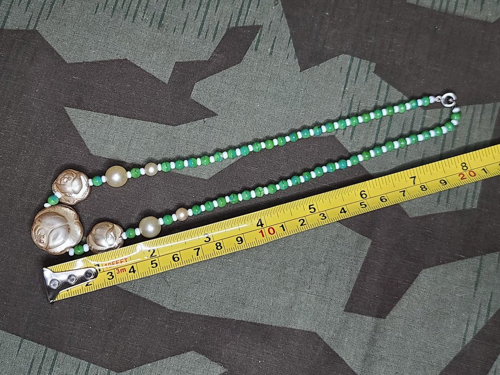 German Green Glass Rose Bead Necklace — image 6