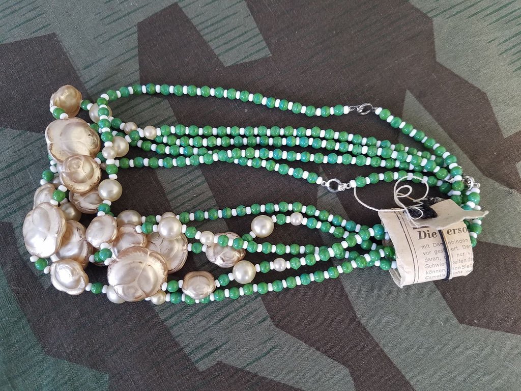 German Green Glass Rose Bead Necklace — image 7