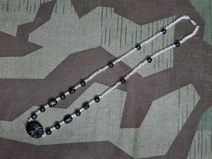 German Black and Clear Glass Bead Necklace