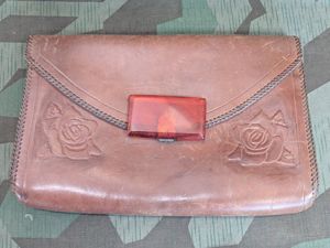 Leather Purse with Lucite Clasp and Rose Designs