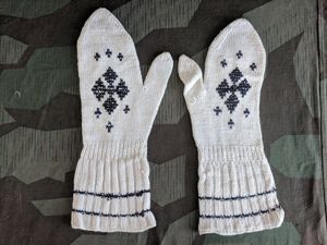 White and Blue Rayon Blend Mittens