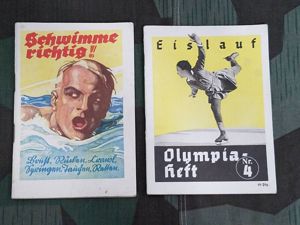 2 1936 Olympic Sport Books (Swimming and Ice Skating)