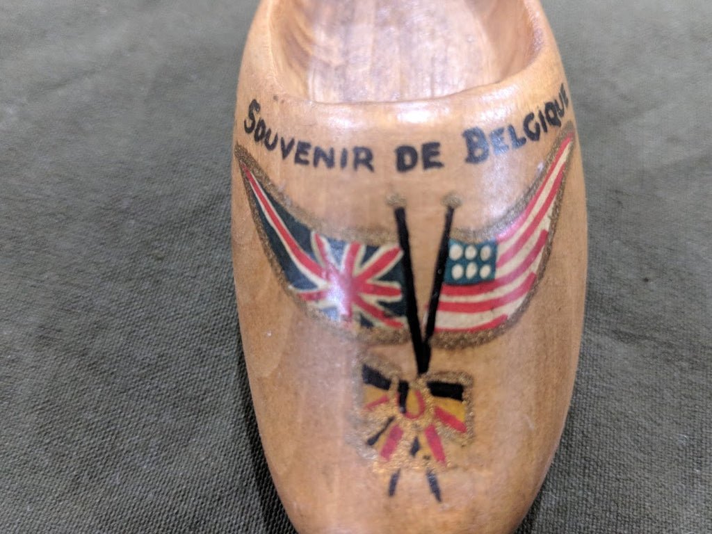 Souvenir De Belgique Wooden Shoes with Allied Flags — image 3