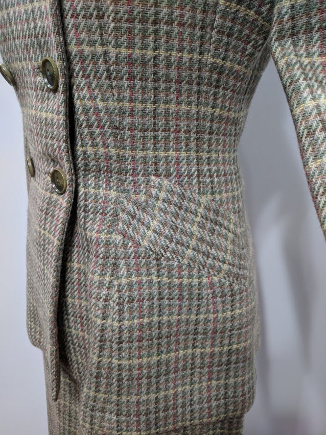 Green Plaid Wool Skirt Suit(B-37' W- 29' H-38') — image 3