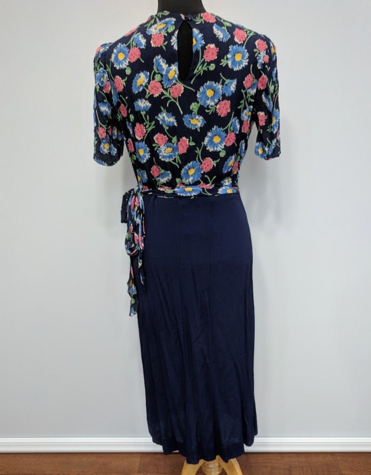 Blue Flower Print Dress w/ Matching Jacket(B-39' W-30' H-33') — image 8