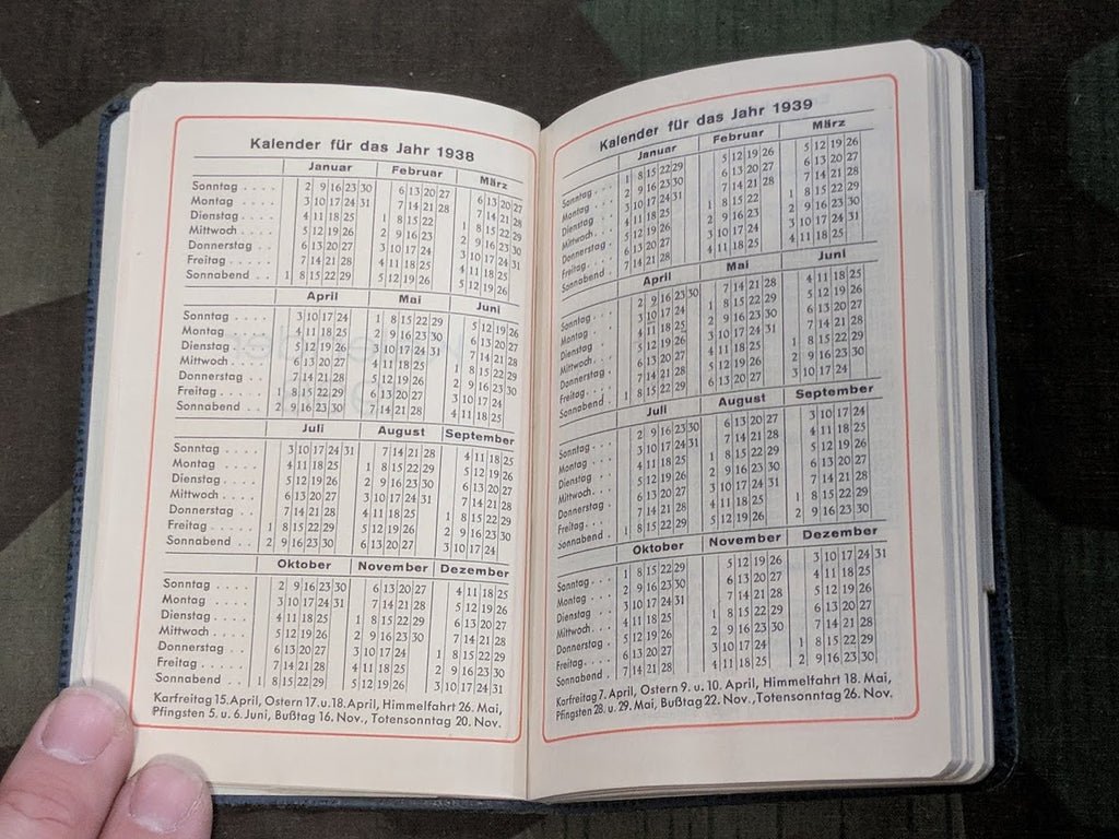 1938 Calendar / Day Planner with Feldpost Nr. — image 3