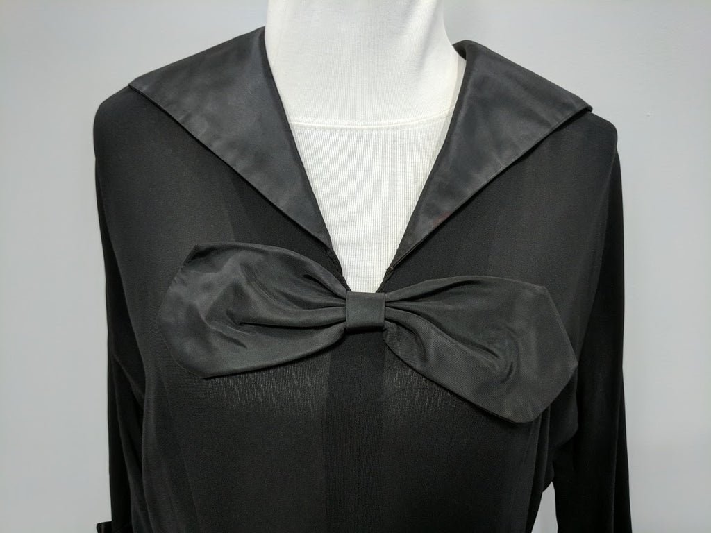 Black Rayon Dress with Peplum(B-43' W-32' H-42') — image 2