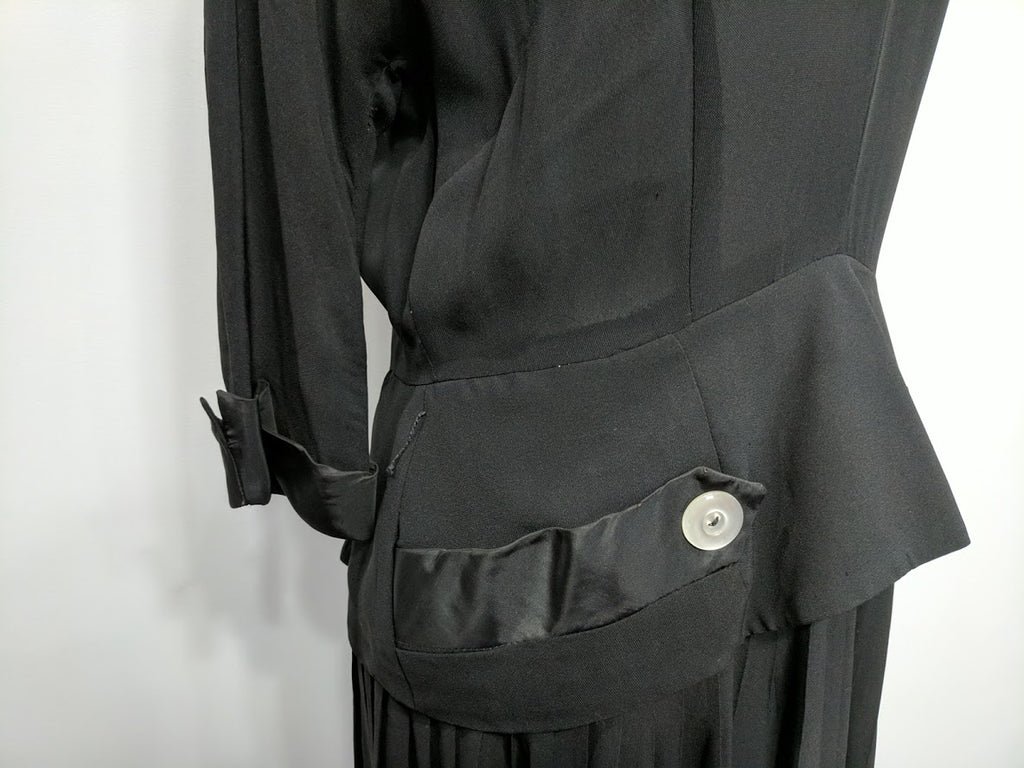 Black Rayon Dress with Peplum(B-43' W-32' H-42') — image 3