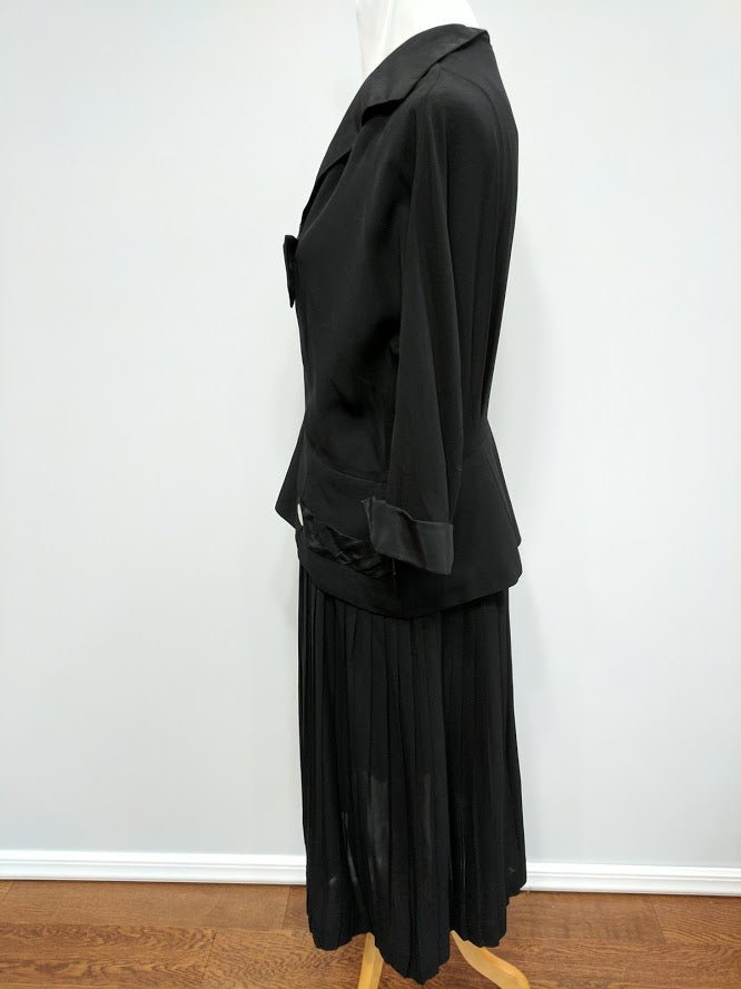 Black Rayon Dress with Peplum(B-43' W-32' H-42') — image 5