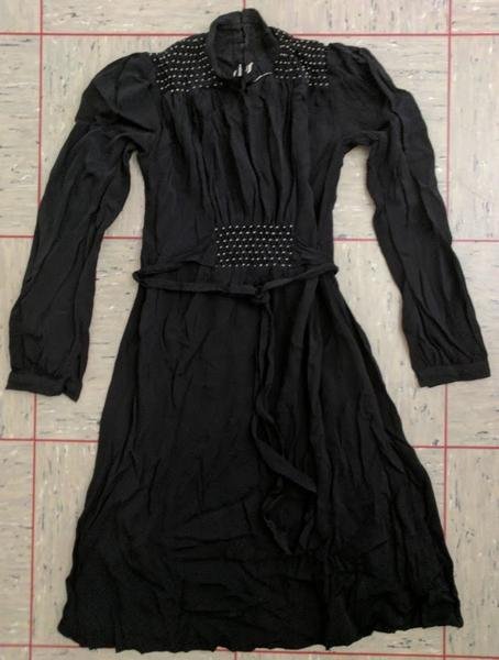 German Black Rayon Dress with White Stitching(B-34' W-28' H-37.5') — image 3