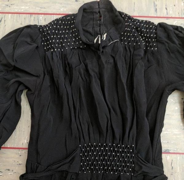 German Black Rayon Dress with White Stitching(B-34' W-28' H-37.5') — image 4