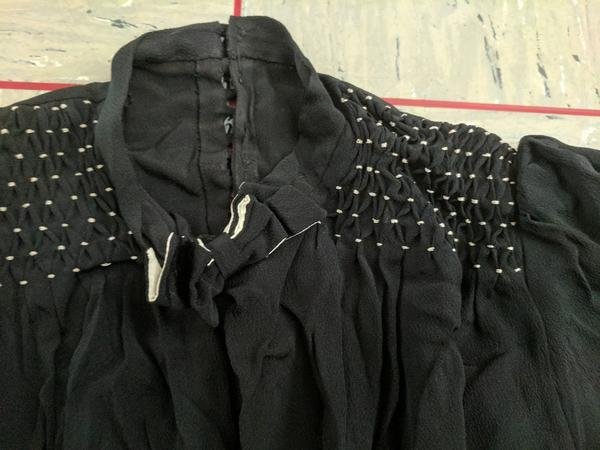 German Black Rayon Dress with White Stitching(B-34' W-28' H-37.5') — image 5