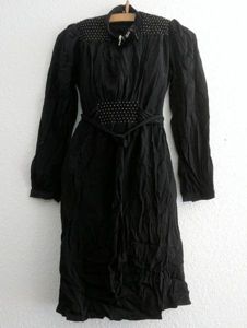 German Black Rayon Dress with White Stitching(B-34' W-28' H-37.5')