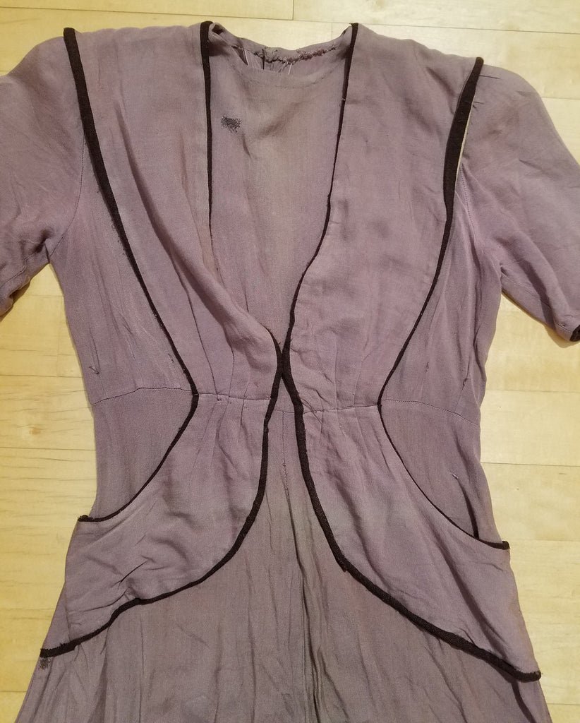 German Tan Dress with Brown Trim(B-36' W-27' H-34') — image 2