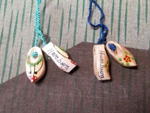 Hamburg Souvenir Wooden Shoe Necklace