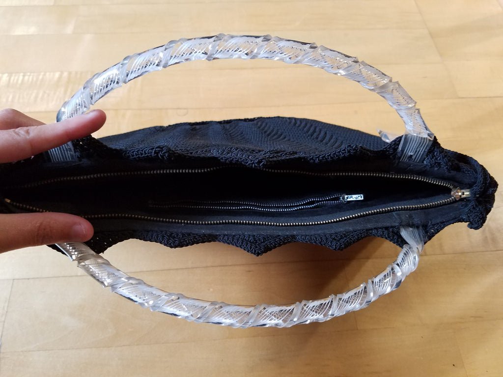 Large Black Crochet Purse with Lucite Handles — image 4