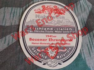 1941 Naturwein Wine Bottle Label w/ Edelweiss