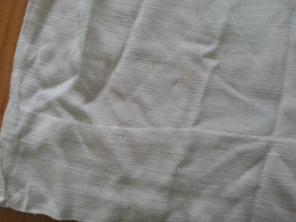 German White Dress with Blue Needlework & Peplum PocketsB-34' W-26' H-37' — image 5