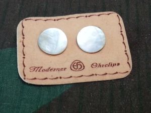 German Mother of Pearl Clip-On Earrings on Card