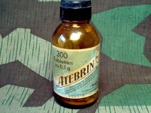 Original Atebrin Anti-Malaria Medication Bottle